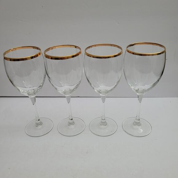 Set of Four Classic Gold-Band Goblets - Picture 1 of 8